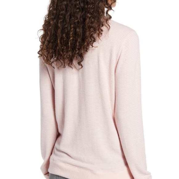 Lucky Brand Pullover Brushed Knit Crew Neck Long Sleeve Striped Pink White L NWT - Picture 11 of 15